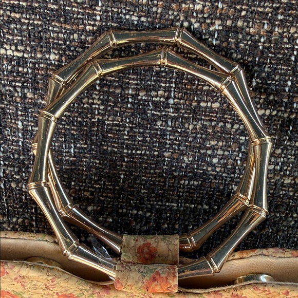 Chic Floral Clutch with Gold Accent Handle - Picture 3 of 5